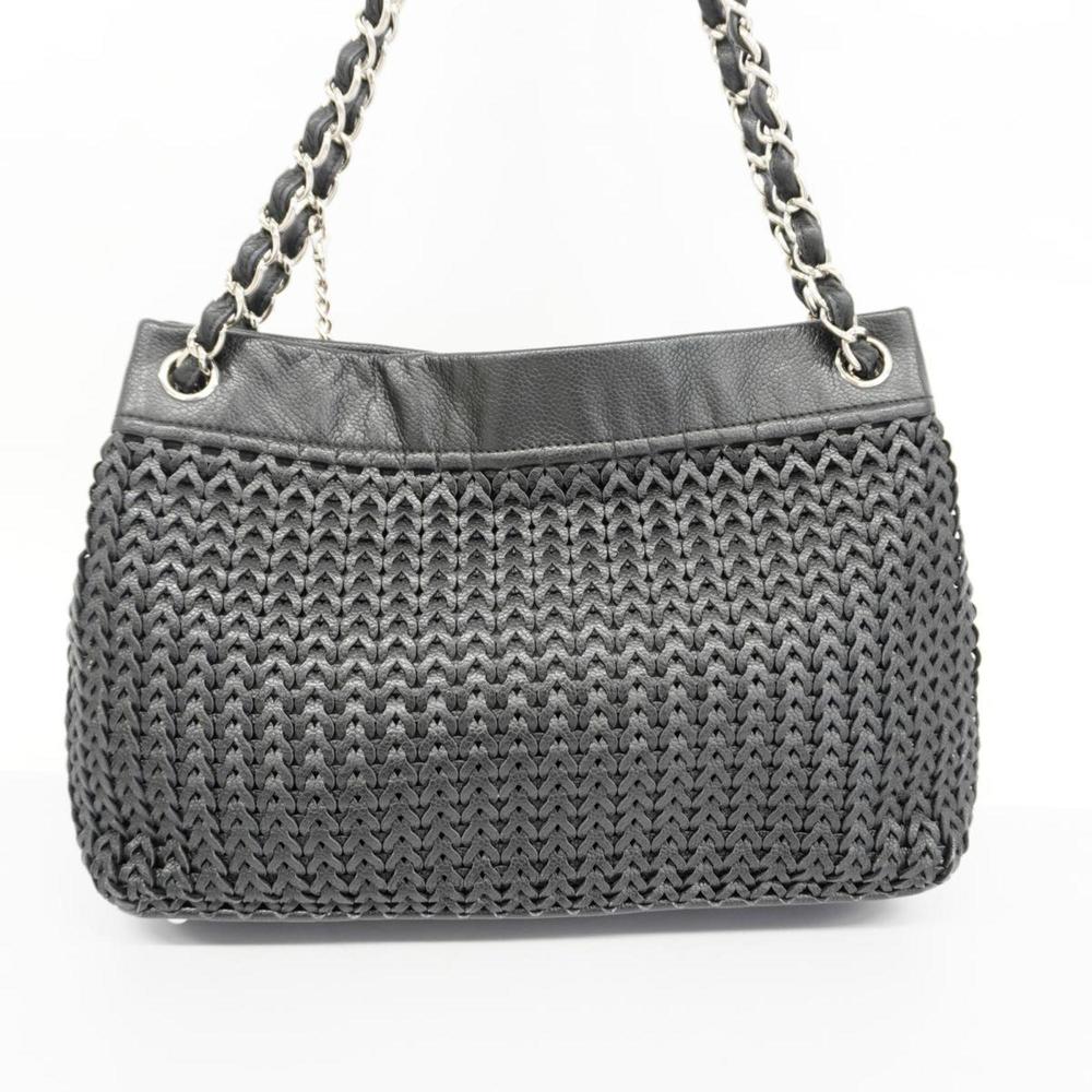 Chanel Shoulder Bag Chain Caviar Skin Black Women's - Picture 10 of 10